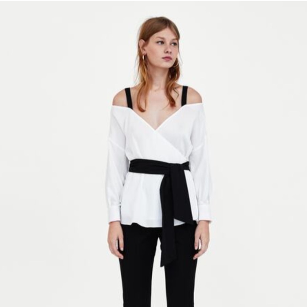 Zara Basic Off shoulder top Sz M
